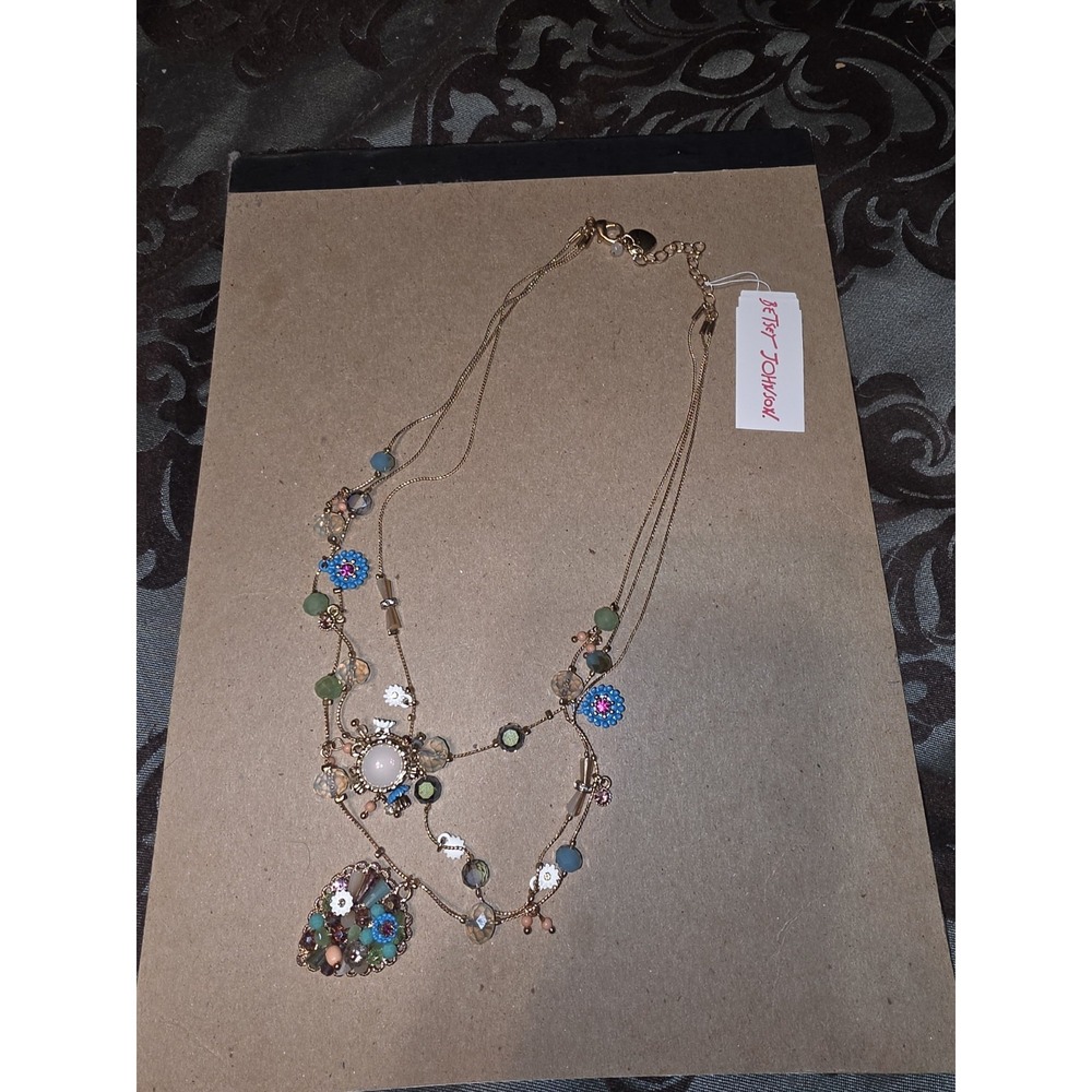 Betsey Johnson Gold Beaded 3 Strand Necklace *New